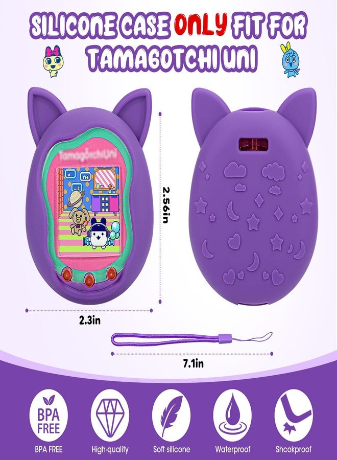 Winceed Case for Tamagotchi Uni, Silicone Cover for Tamagotchi Uni Protector Skin with Lanyard (Purple) - Image 2